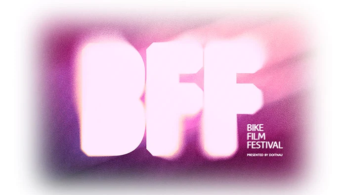 BFF Bike Film Festival Logo auf pinkem Hintergrund