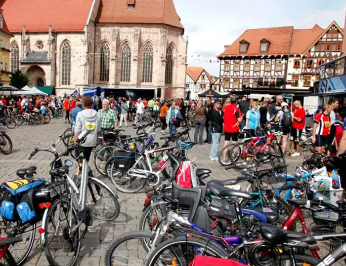 Schmalkalden-Meiningen städtische Ansicht mit Fahrradclub