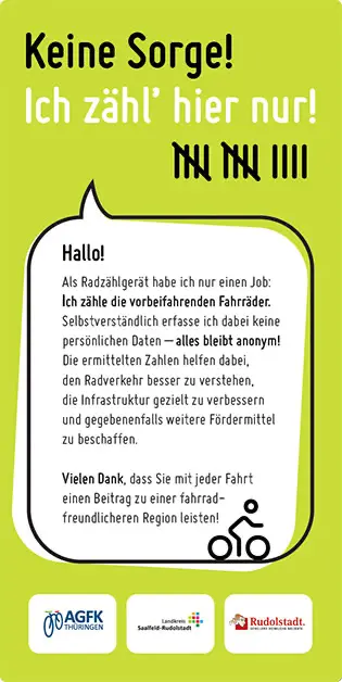 grüner Hinweisaufkleber für Radzählgeräte
