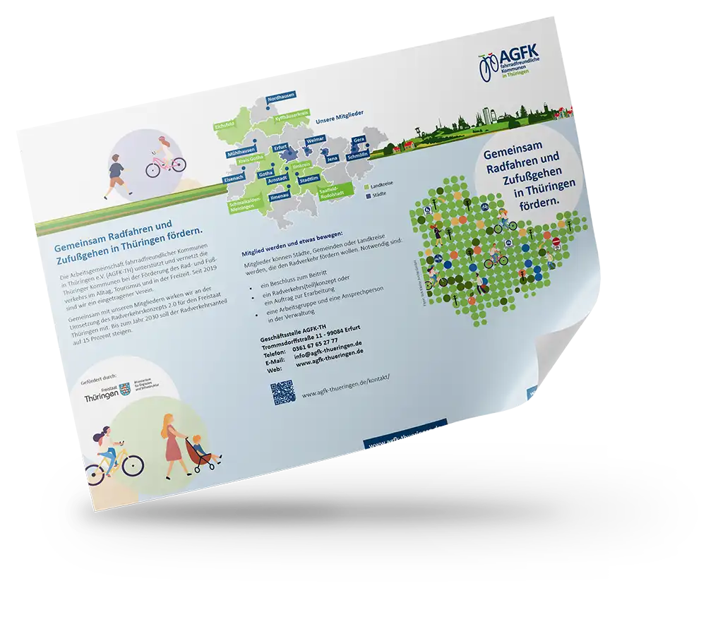 AGFK Thüringen Flyer: Gemeinsam Radfahren und Zufußgehen in Thüringen fördern