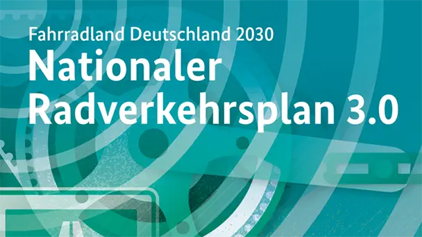 Fahrradland Deutschland 2030: Nationaler Radverkehrsplan 3.0 blau-grünes Banner